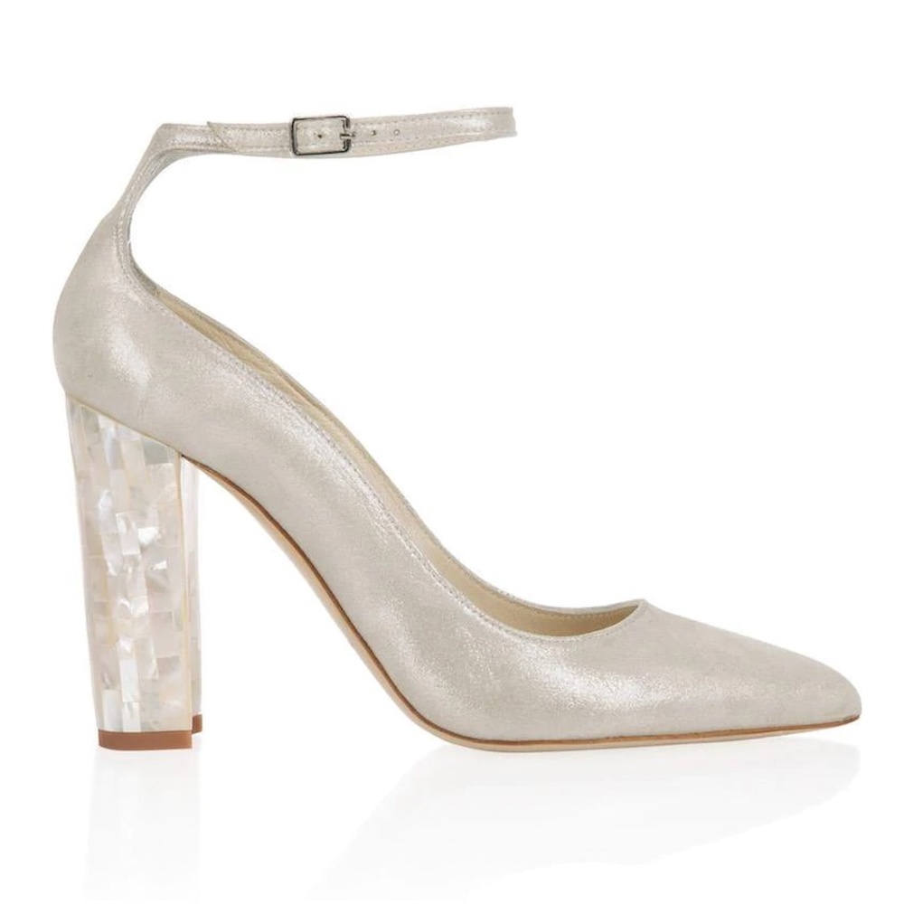 Freya Rose MICOLA CHAMPAGNE - PEARL HEEL, Suede, Pointed-Toe, Size US 9, EU 40